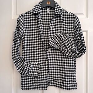 Gap Body PJ Plaid Button-Up Black/white Shirt
